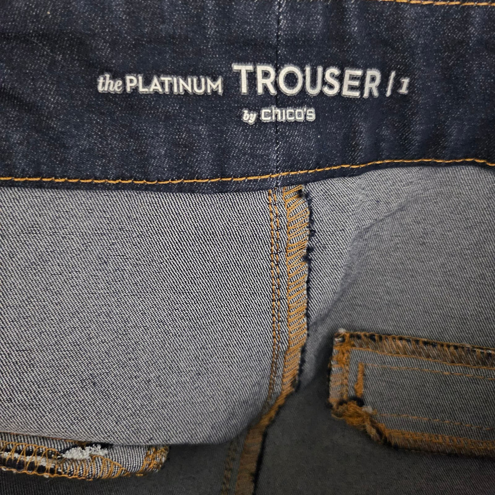 CHICOS Denim The Platinum Trouser Wide Leg Jeans sz 1 short - Picture 4 of 8